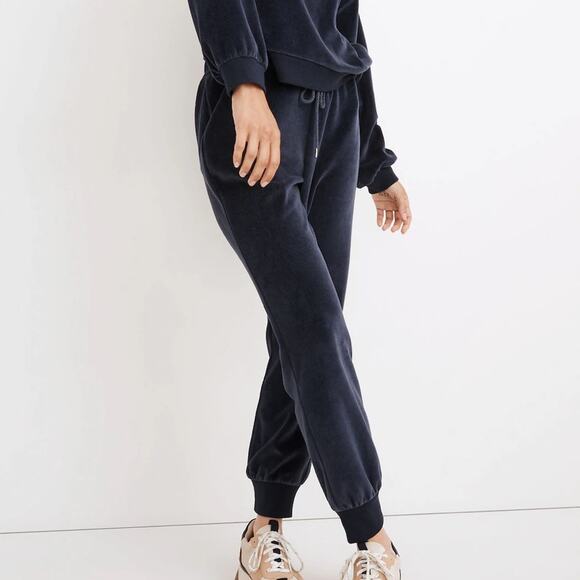 Madewell MWL Velour Slim Joggers Lounge Navy Blue Size Small - Picture 1 of 7